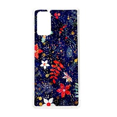 Festive Floral Pattern Christmas Blue Floral Flower Foliage Leaves Pattern Red Snow Winter Samsung Galaxy Note 20 Tpu Uv Case