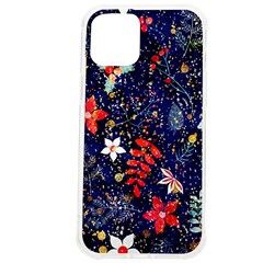 Festive Floral Pattern Christmas Blue Floral Flower Foliage Leaves Pattern Red Snow Winter Iphone 12 Pro Max Tpu Uv Print Case