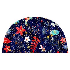 Festive Floral Pattern Christmas Blue Floral Flower Foliage Leaves Pattern Red Snow Winter Anti Scalding Pot Cap