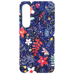 Festive Floral Pattern Christmas Blue Floral Flower Foliage Leaves Pattern Red Snow Winter Samsung Galaxy S24 6 2 Inch Black Tpu Uv Case