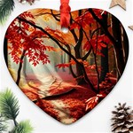 Forest Path Red Nature Ornament (Heart) Front