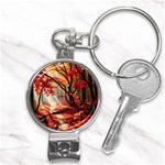 Forest Path Red Nature Nail Clippers Key Chain Front