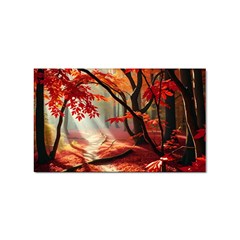 Forest Path Red Nature Sticker Rectangular (100 Pack)