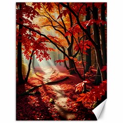 Forest Path Red Nature Canvas 12  X 16 