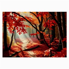 Forest Path Red Nature Large Glasses Cloth