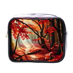 Forest Path Red Nature Mini Toiletries Bag (one Side)