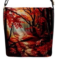 Forest Path Red Nature Flap Closure Messenger Bag (s)