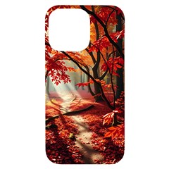 Forest Path Red Nature Iphone 14 Pro Max Black Uv Print Case by Bedest