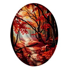 Forest Path Red Nature Oval Glass Fridge Magnet (4 Pack) by Bedest