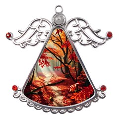 Forest Path Red Nature Metal Angel With Crystal Ornament