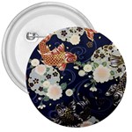 Japanese Wave Koi Illustration Pattern 3  Buttons Front