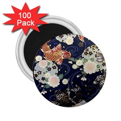 Japanese Wave Koi Illustration Pattern 2 25  Magnets (100 Pack) 