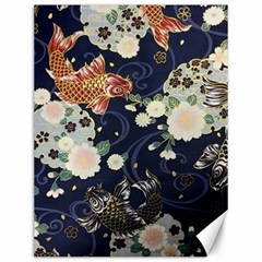 Japanese Wave Koi Illustration Pattern Canvas 12  X 16 