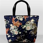 Japanese Wave Koi Illustration Pattern Bucket Bag Front