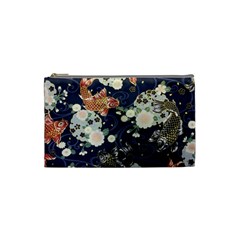 Japanese Wave Koi Illustration Pattern Cosmetic Bag (small)