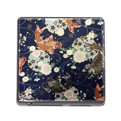 Japanese Wave Koi Illustration Pattern Memory Card Reader (square 5 Slot)