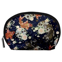 Japanese Wave Koi Illustration Pattern Accessory Pouch (large)