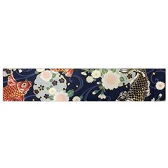 Japanese Wave Koi Illustration Pattern Small Premium Plush Fleece Scarf