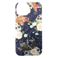 Japanese Wave Koi Illustration Pattern Iphone 15 Black Uv Print Pc Hardshell Case