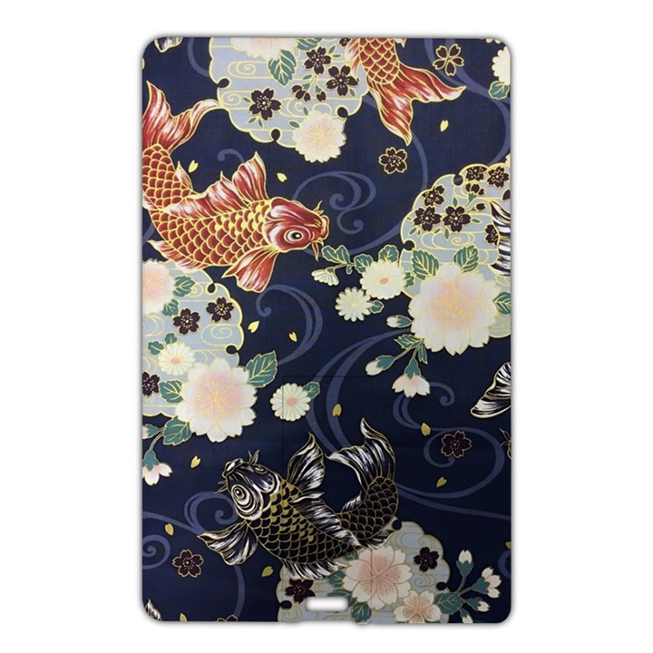 Japanese Wave Koi Illustration Pattern Name Card Style USB Flash Drive