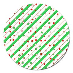 Christmas Paper Stars Pattern Texture Background Colorful Colors Seamless Magnet 5  (round)