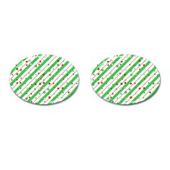 Christmas Paper Stars Pattern Texture Background Colorful Colors Seamless Cufflinks (oval)