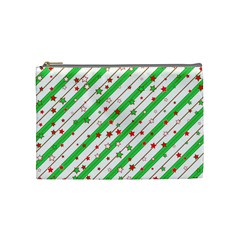 Christmas Paper Stars Pattern Texture Background Colorful Colors Seamless Cosmetic Bag (medium)