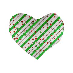 Christmas Paper Stars Pattern Texture Background Colorful Colors Seamless Standard 16  Premium Flano Heart Shape Cushions