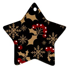 Christmas Pattern With Snowflakes Berries Ornament (star)