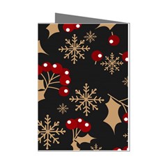 Christmas Pattern With Snowflakes Berries Mini Greeting Cards (pkg Of 8)