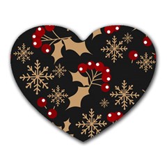 Christmas Pattern With Snowflakes Berries Heart Mousepad