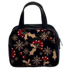 Christmas Pattern With Snowflakes Berries Classic Handbag (two Sides)