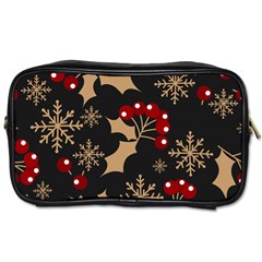 Christmas Pattern With Snowflakes Berries Toiletries Bag (one Side)