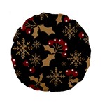 Christmas Pattern With Snowflakes Berries Standard 15  Premium Round Cushions Front