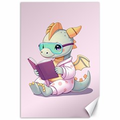 Baby Dragon Reading Canvas 12  X 18 