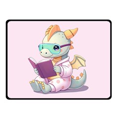 Baby Dragon Reading Two Sides Fleece Blanket (small) by AIDreaming