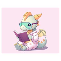 Baby Dragon Reading Premium Plush Fleece Blanket (medium) by AIDreaming