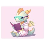 Baby dragon reading Two Sides Premium Plush Fleece Blanket (Baby Size) 40 x30  Blanket Front