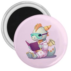 Baby Dragon Reading 3  Magnets