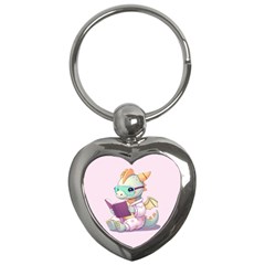 Baby Dragon Reading Key Chain (heart)