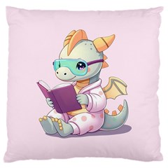 Baby Dragon Reading Large Cushion Case (two Sides) by AIDreaming