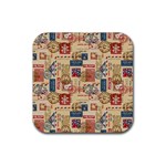 Letters Writing Paper Text Pattern Rubber Coaster (Square) Front