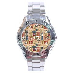 Letters Writing Paper Text Pattern Stainless Steel Analogue Watch