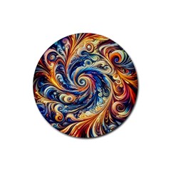 Colorful Motion Abstract Art Rubber Coaster (round) by ExtraGoodSauce