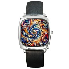 Colorful Motion Abstract Art Square Metal Watch