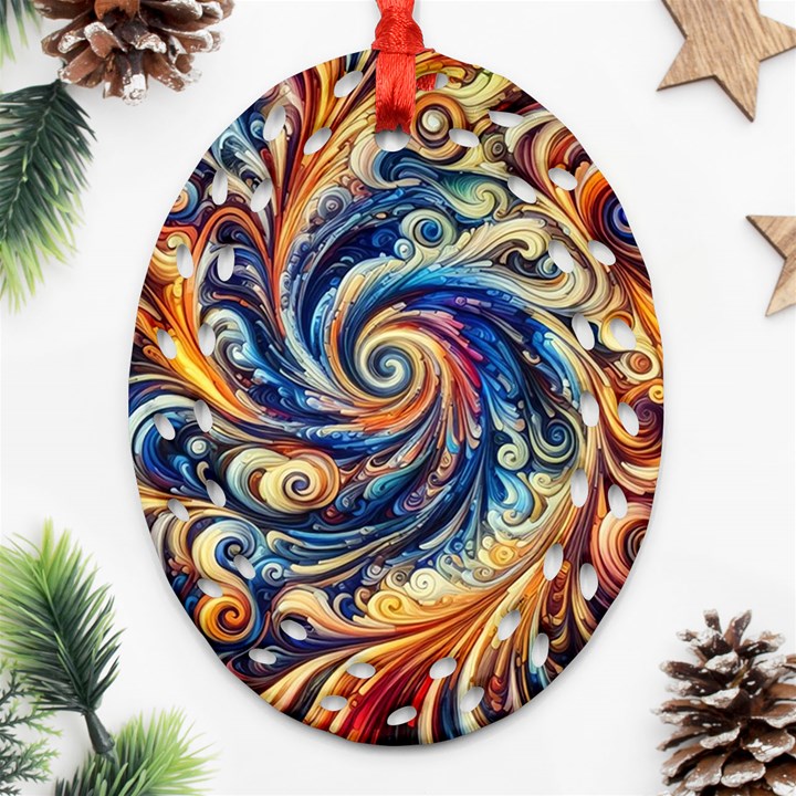 Colorful Motion Abstract Art Ornament (Oval Filigree)