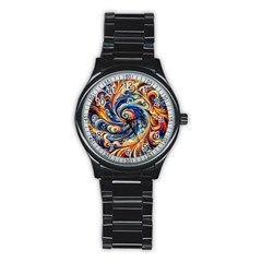 Colorful Motion Abstract Art Stainless Steel Round Watch