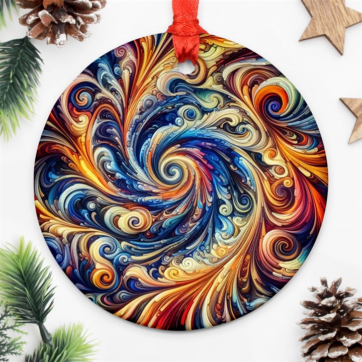 Colorful Motion Abstract Art Ornament (Round)