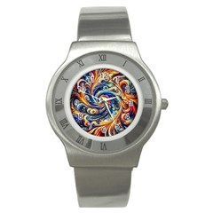 Colorful Motion Abstract Art Stainless Steel Watch by ExtraGoodSauce