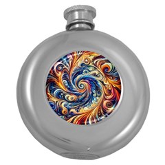 Colorful Motion Abstract Art Round Hip Flask (5 Oz)